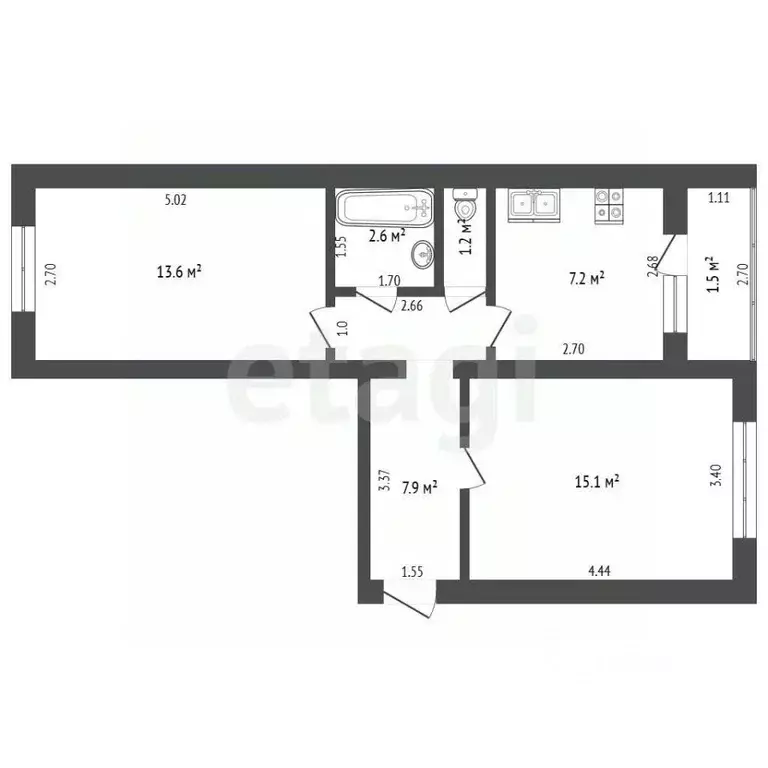 2-к кв. Мордовия, Саранск ул. Розы Люксембург, 38 (47.6 м) - Фото 2