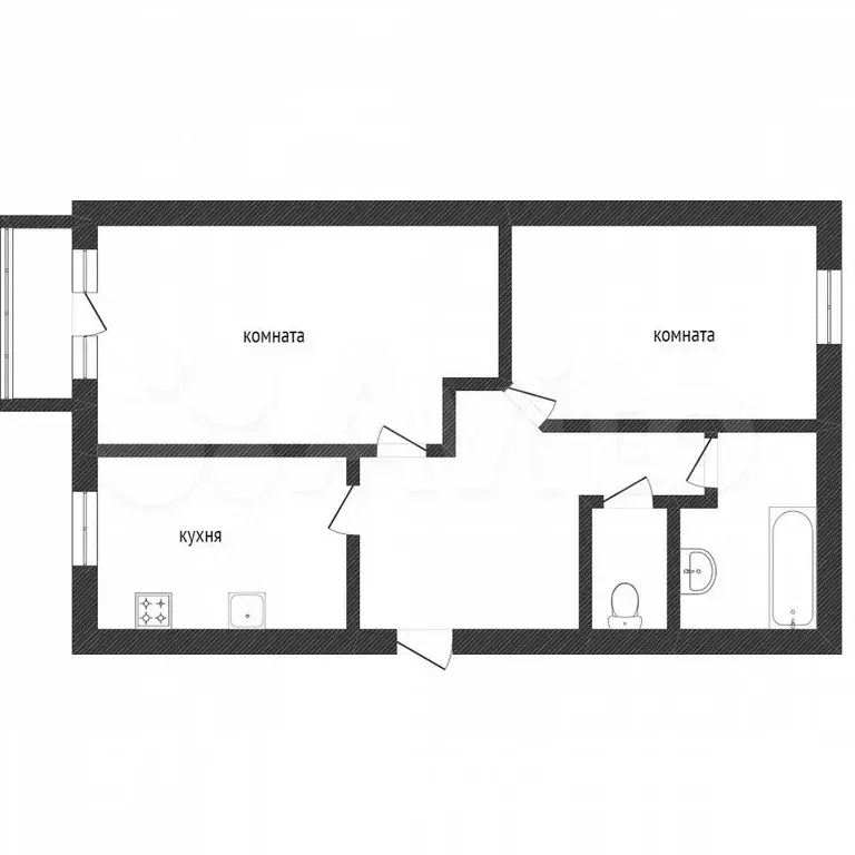 2-к. квартира, 49,5 м, 3/5 эт. - Фото 0