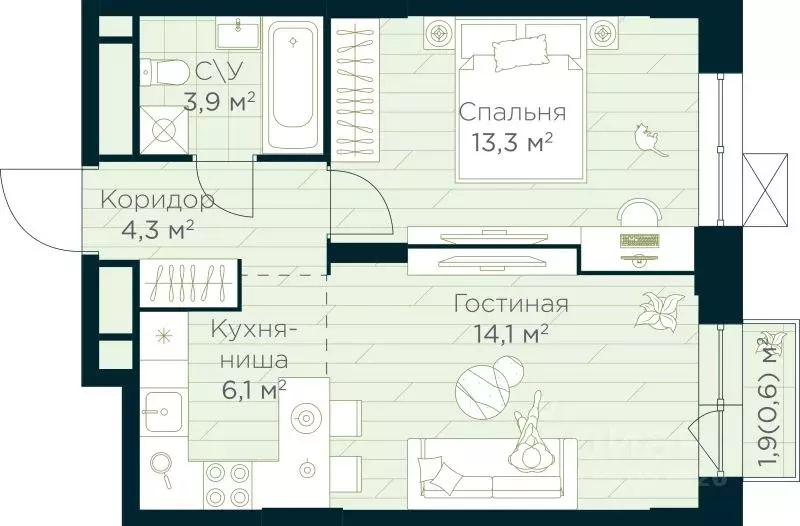 1-к кв. Башкортостан, Уфа Глумилино жилрайон, Урман Сити жилой ... - Фото 0