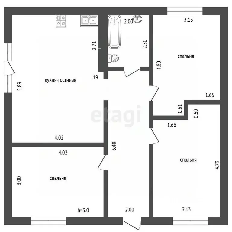 Дом в Башкортостан, Стерлитамак Локомотив-90 СНТ,  (88 м) - Фото 2