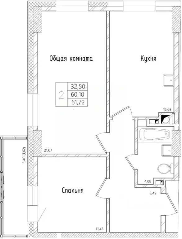 2-к кв. Саха (Якутия), Якутск ул. Красильникова, 9/10 (60.1 м) - Фото 1