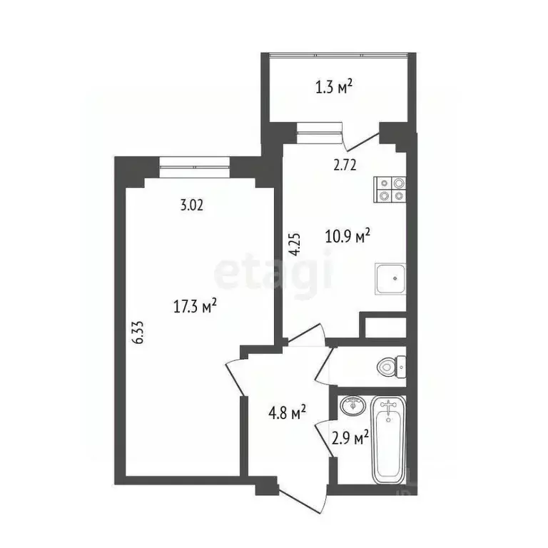 1-к кв. Псковская область, Псков ул. Крупской, 28 (37.2 м) - Фото 1