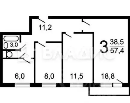 3-к кв. Москва ул. Софьи Ковалевской, 10К1 (58.8 м) - Фото 2