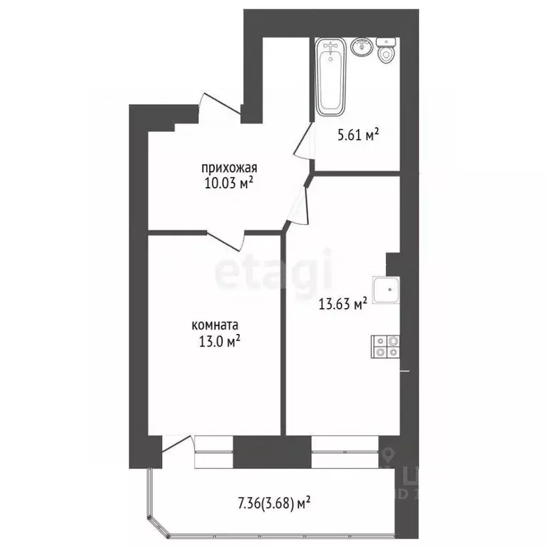 1-к кв. Вологодская область, Череповец ул. Краснодонцев, 35А (46.0 м) - Фото 1