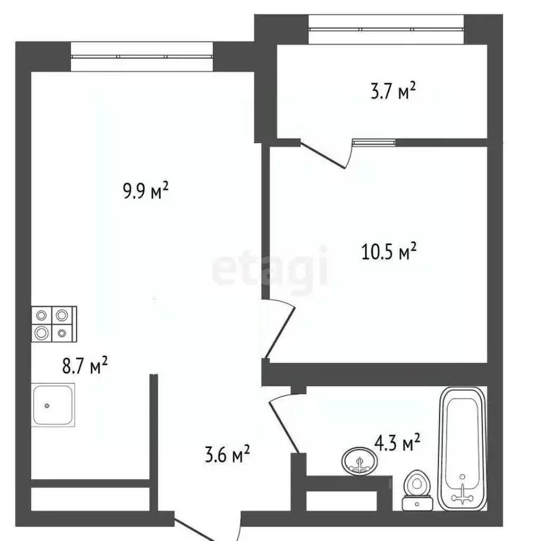 1-к кв. Тюменская область, Тюмень ул. Эльвиры Федоровой, 1к1 (40.9 м) - Фото 2