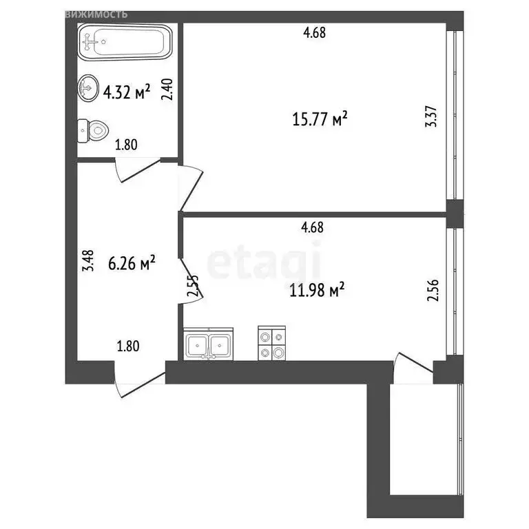 1-комнатная квартира: Вологда, Ленинградская улица, 113А (38.4 м) - Фото 1
