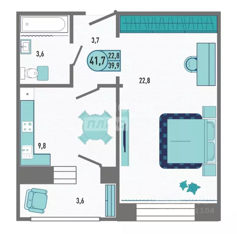 1-к кв. Липецкая область, Липецк Минская ул., 4Ак1 (41.7 м) - Фото 2