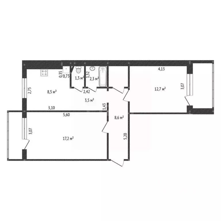 2-к кв. Башкортостан, Уфа ул. Степана Кувыкина, 4/1 (56.9 м) - Фото 1