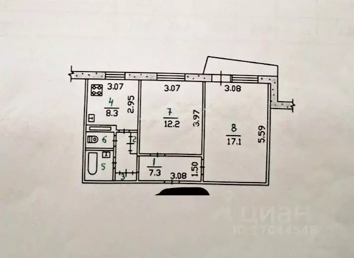 2-к кв. Орловская область, Орел Артельный пер., 4 (51.9 м) - Фото 2