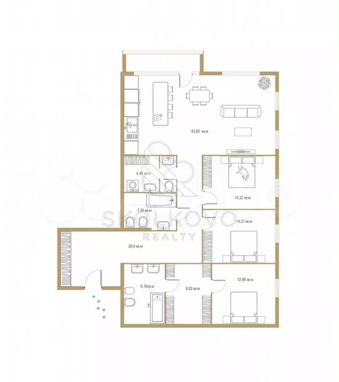 4-к. квартира, 150 м, 8/9 эт. - Фото 0