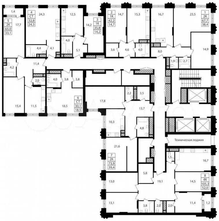 Квартира-студия, 32,8м, 2/30эт. - Фото 1