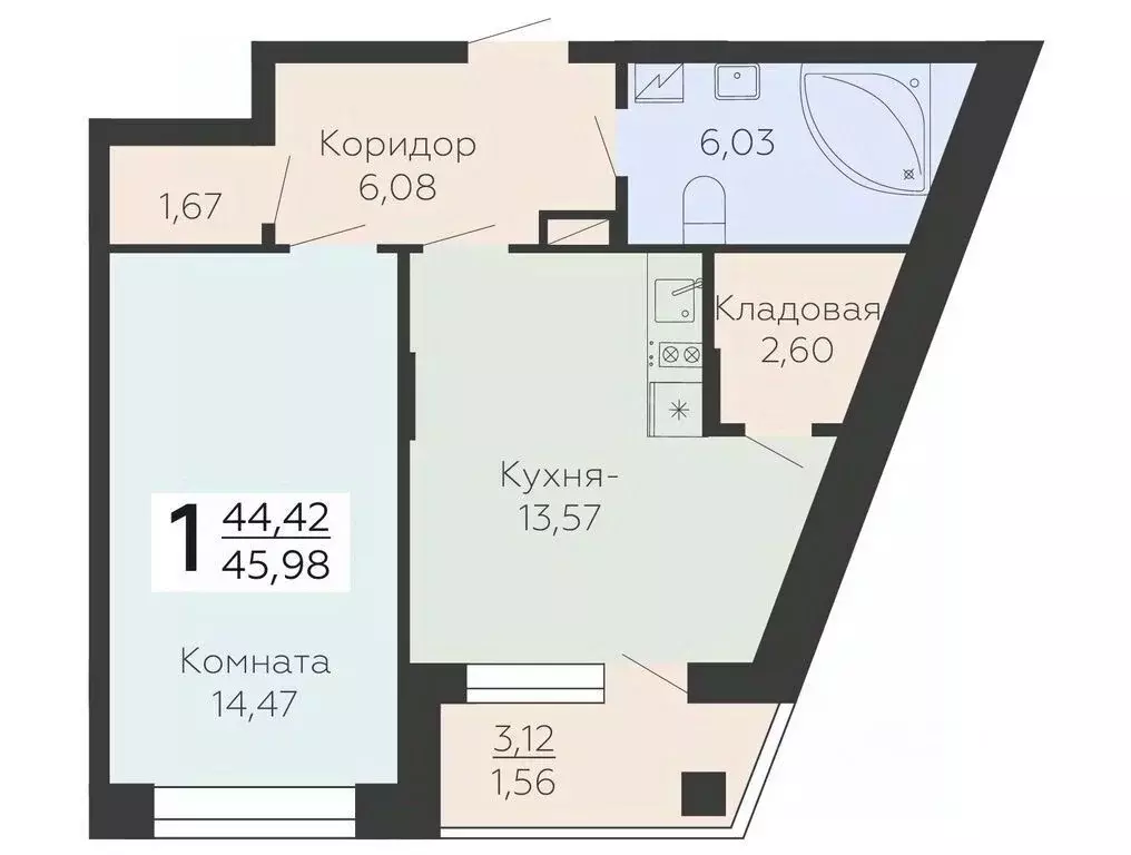 1-к кв. Воронежская область, Воронеж Электросигнальная ул., 9Ак2 ... - Фото 1