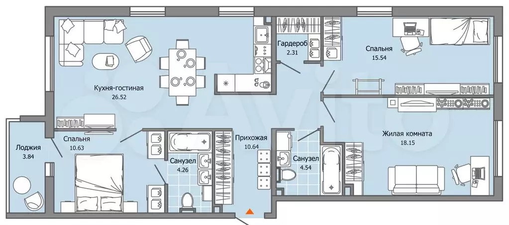 4-к. квартира, 95 м, 1/9 эт. - Фото 0