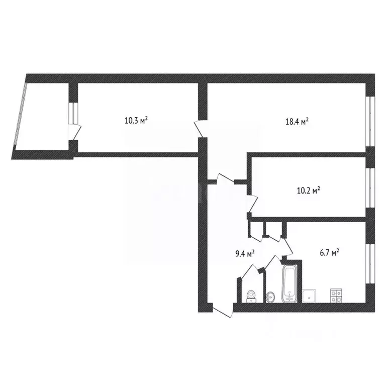 3-к кв. Калужская область, Обнинск ул. Курчатова, 17 (58.7 м) - Фото 2