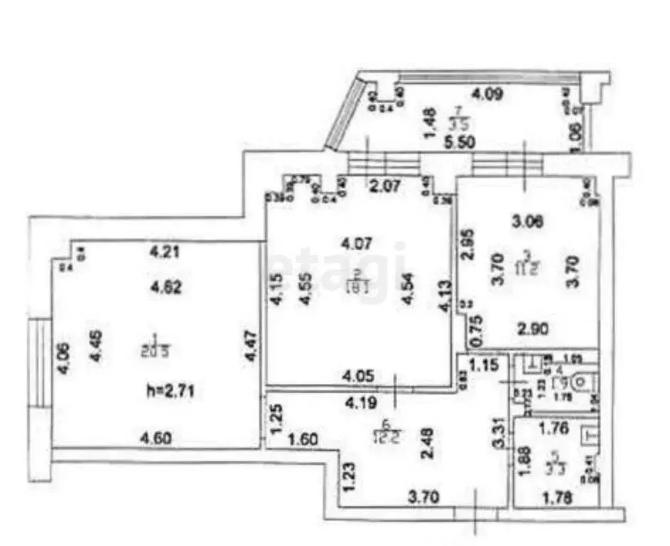2-комнатная квартира: Казань, улица Аделя Кутуя, 110Б (68.4 м) - Фото 1