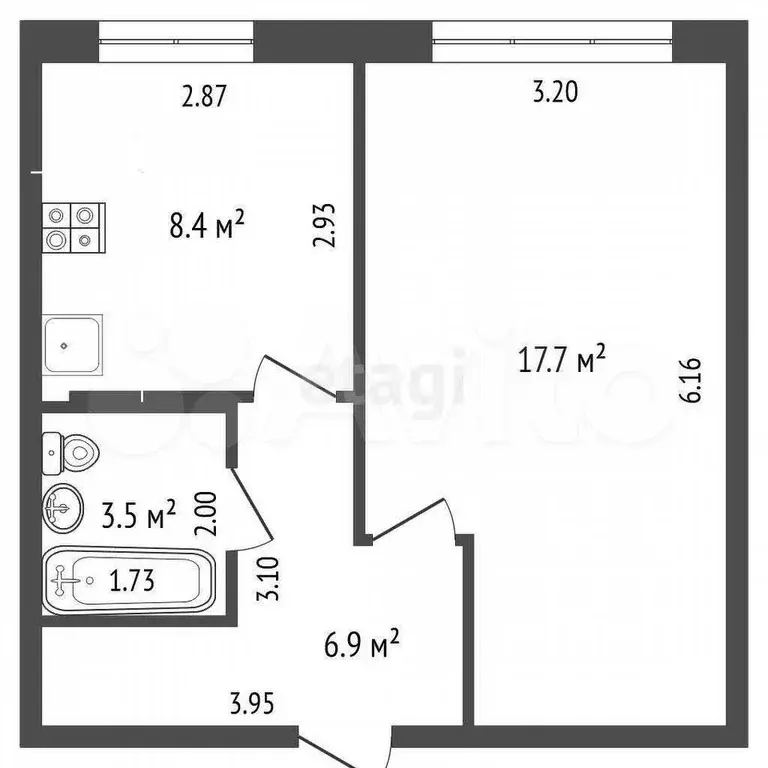 1-к. квартира, 36,5 м, 5/9 эт. - Фото 0