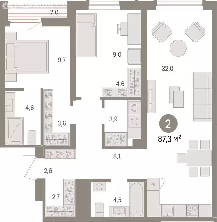 2-комнатная квартира: Новосибирск, улица Аэропорт (87.26 м) - Фото 0