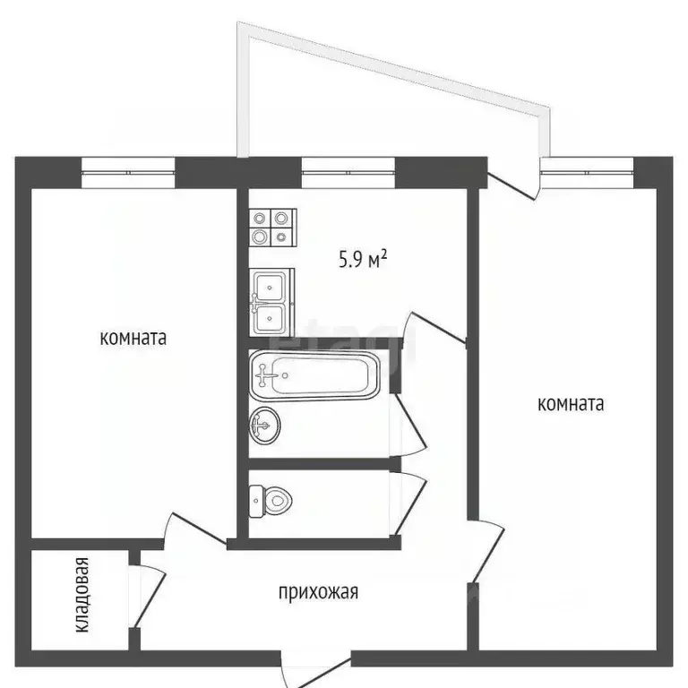 2-к кв. Архангельская область, Коряжма просп. Ленина, 22 (44.6 м) - Фото 0