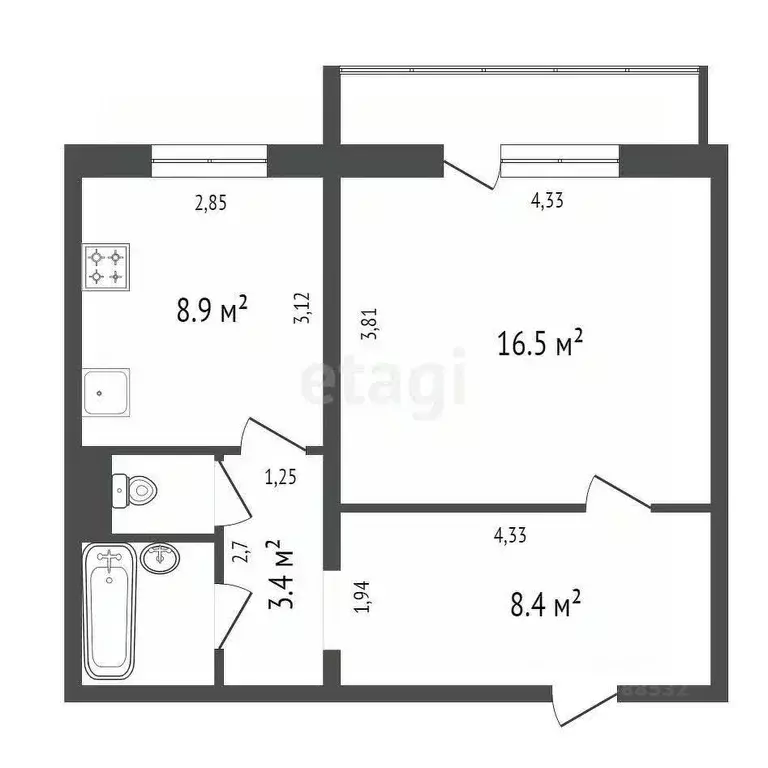1-к кв. Красноярский край, Красноярск ул. Молокова, 68 (40.8 м) - Фото 2