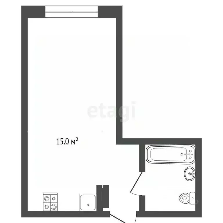 Студия Тюменская область, Тюмень ул. Алексея Сергиенко, 13 (26.0 м) - Фото 2