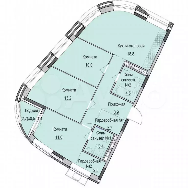 3-к. квартира, 75 м, 5/14 эт. - Фото 0