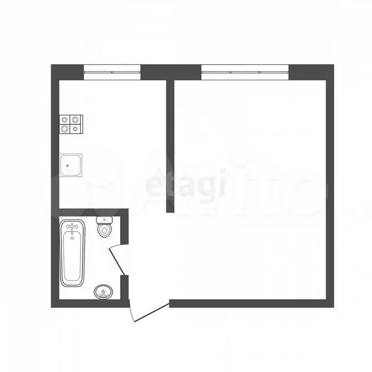 1-к. квартира, 21,7 м, 4/5 эт. - Фото 0