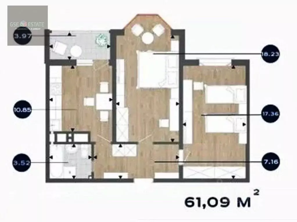 2-к кв. Краснодарский край, Анапа ш. Супсехское, 39к15 (62.0 м) - Фото 1