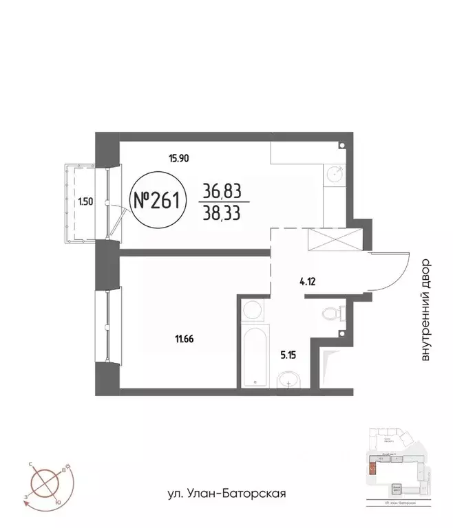 1-к кв. Иркутская область, Иркутск Макс жилой комплекс (38.33 м) - Фото 0