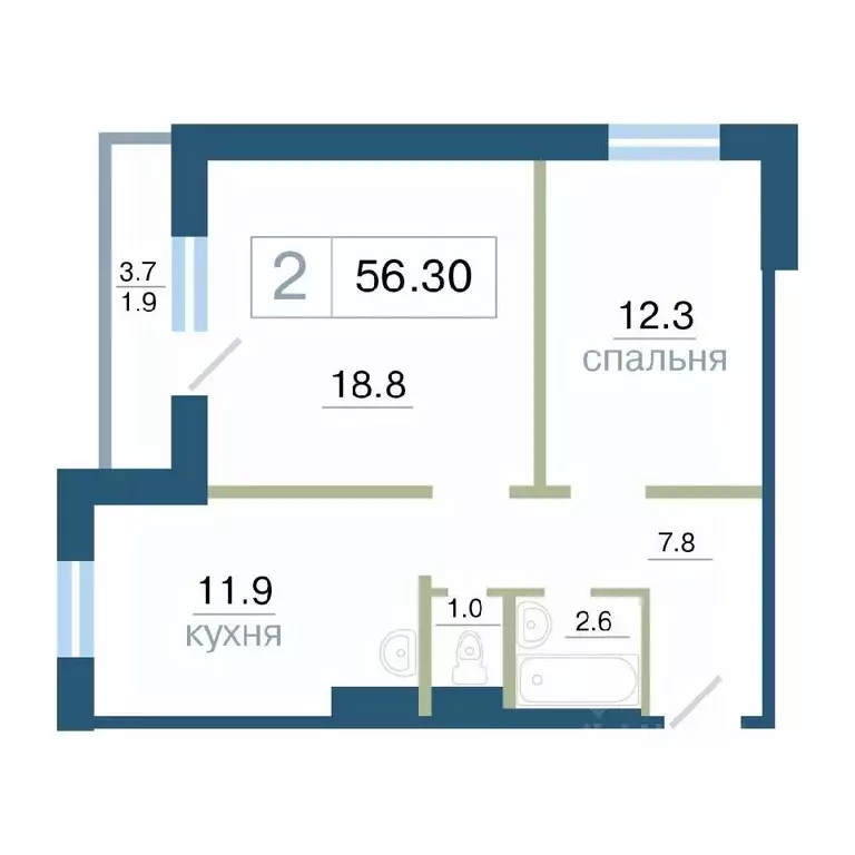 2-к кв. Красноярский край, Красноярск ул. Дубровинского (56.3 м) - Фото 0