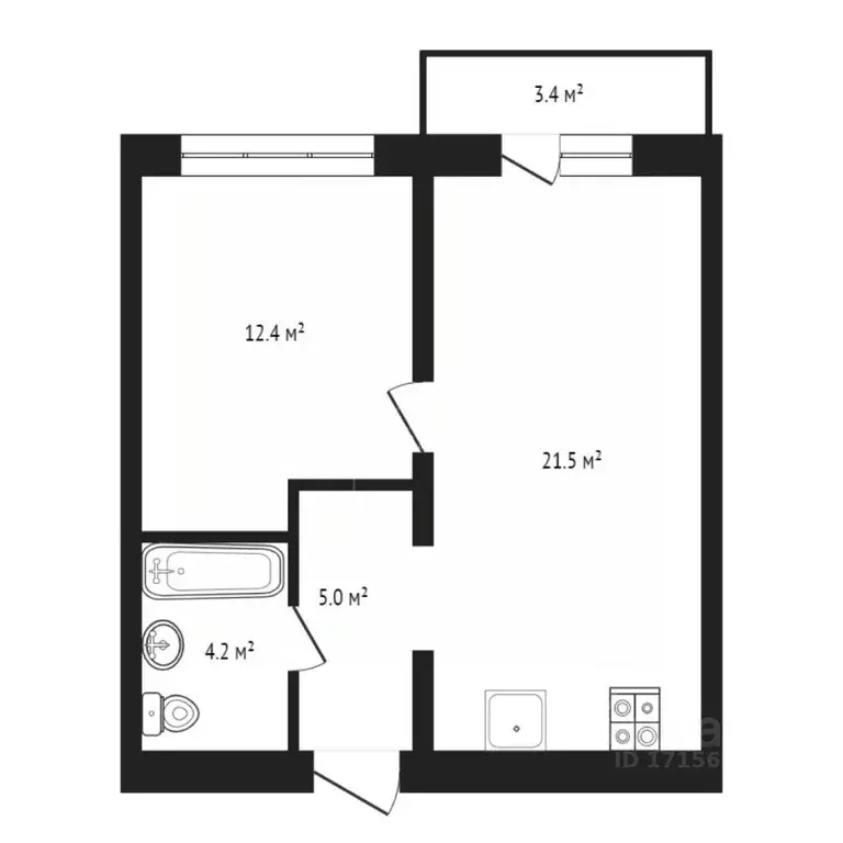 1-к кв. Тюменская область, Тюмень Причальная ул., 7 (46.44 м) - Фото 0