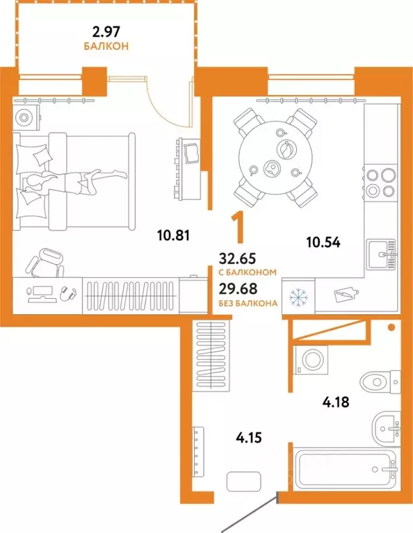 1-к кв. Тюменская область, Тюмень Интернациональная ул., 199к10 (32.77 ... - Фото 0