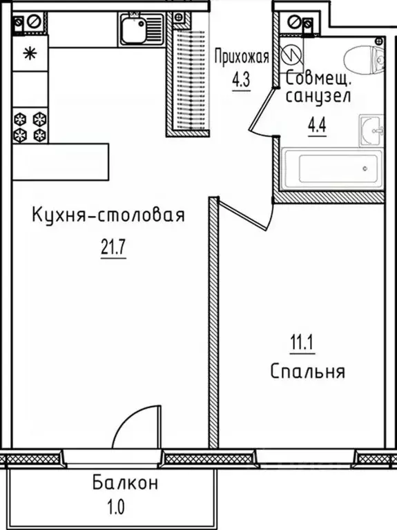 1-к кв. Новгородская область, Старая Русса ул. Чапаева, 2 (42.5 м) - Фото 1