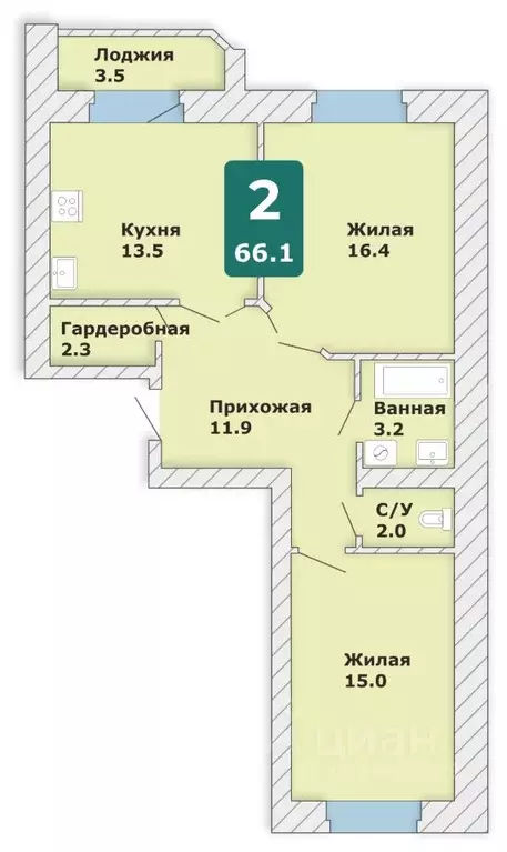 2-к кв. Чувашия, Чебоксары Новый Город мкр, Время жить жилой комплекс ... - Фото 1
