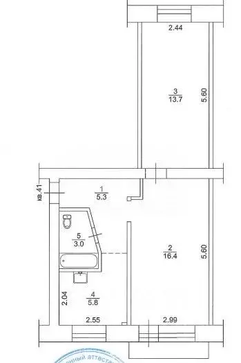 2-к кв. Томская область, Томск Комсомольский просп., 39/1 (44.3 м) - Фото 2