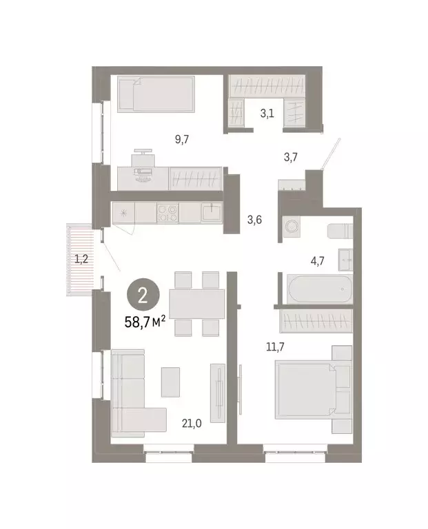 2-комнатная квартира: Москва, жилой комплекс Квартал Метроном (58.7 м) - Фото 0