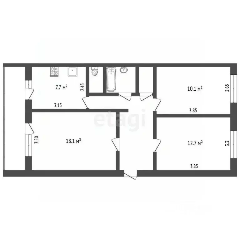 3-к кв. Коми, Усинск ул. Ленина, 7 (61.1 м) - Фото 0