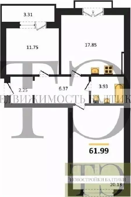 2-к кв. Калининградская область, Зеленоградский муниципальный округ, ... - Фото 1
