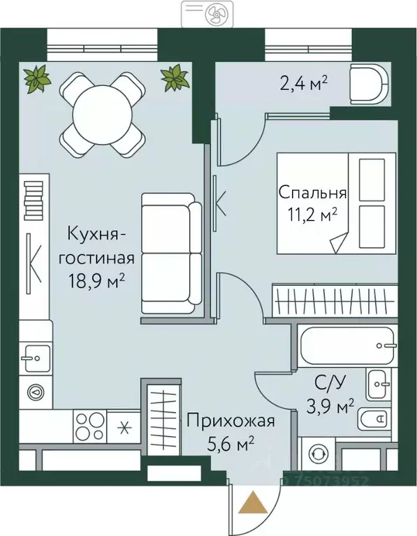 1-к кв. Волгоградская область, Волгоград Новосибирская ул., 74с1 (42.0 ... - Фото 0