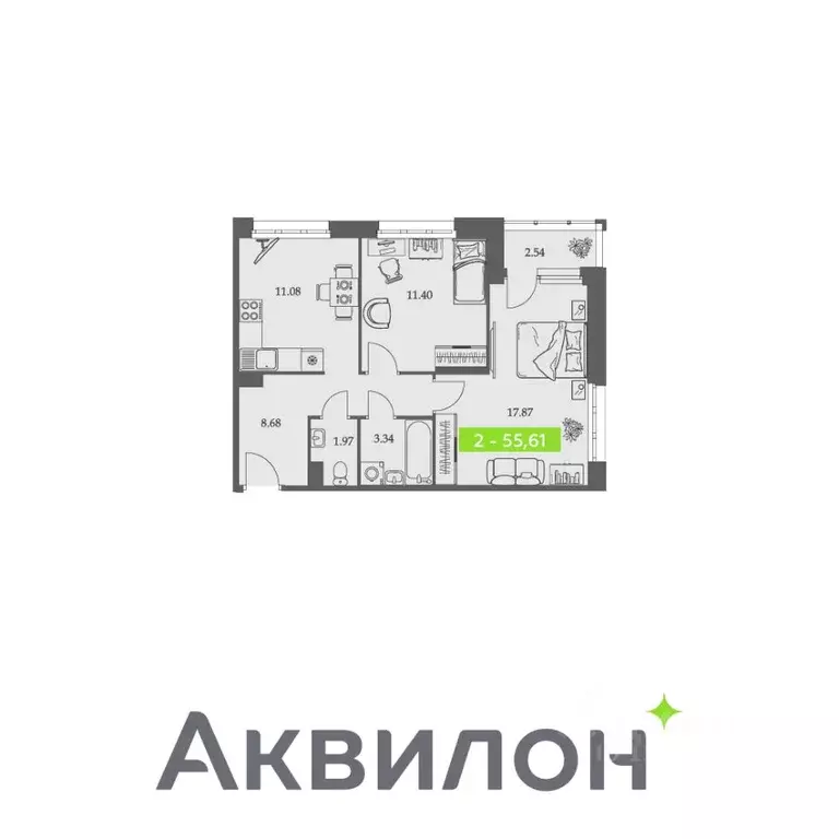 2-к кв. Архангельская область, Архангельск Троицкий просп., 110 (55.61 ... - Фото 0