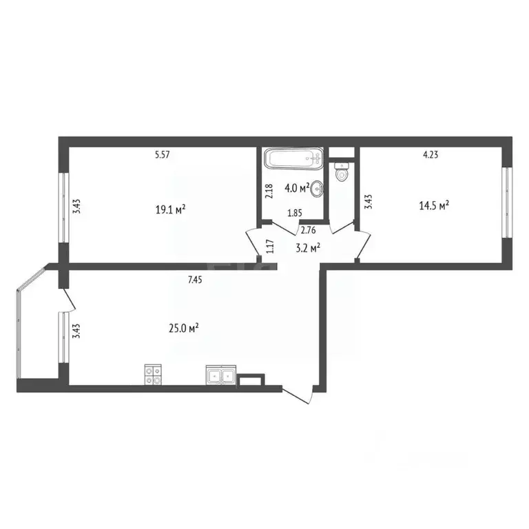 2-к кв. Тюменская область, Тюмень ул. Павла Шарова, 3 (67.7 м) - Фото 2