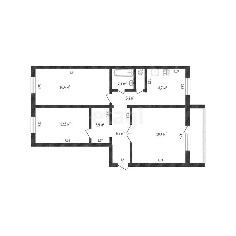 3-комнатная квартира: Миасс, улица Колесова, 17 (73 м) - Фото 1