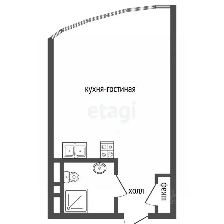 Студия Краснодарский край, Анапа Астраханская ул., 97 (21.1 м) - Фото 2