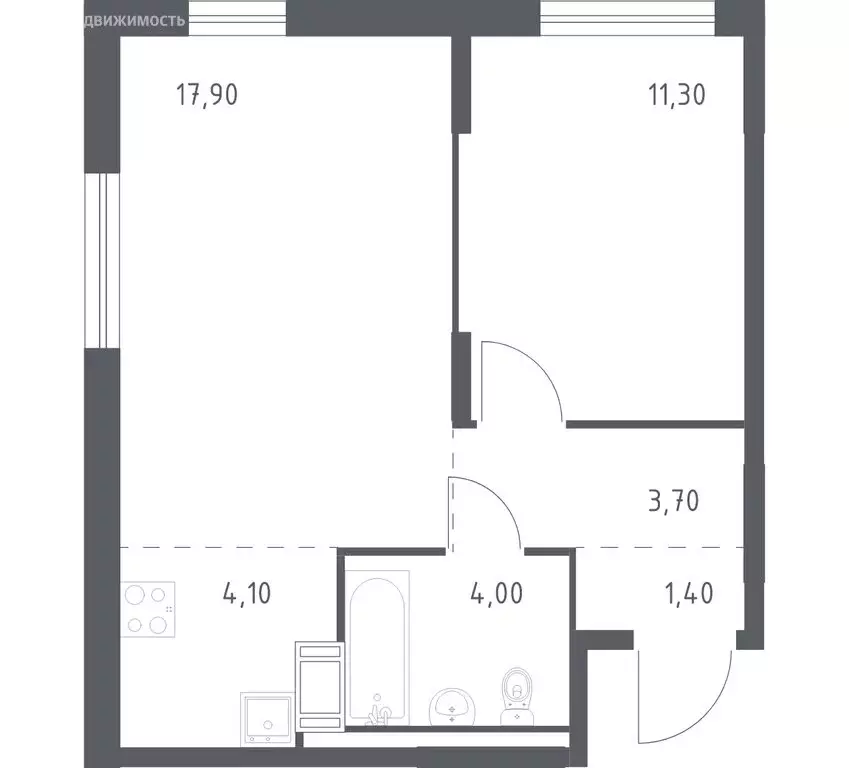 1-комнатная квартира: посёлок Песочный, Центральная улица, 85 (41.5 м) - Фото 1