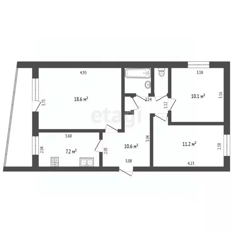 3-к кв. Московская область, Раменское Лесная ул., 25 (61.9 м) - Фото 2