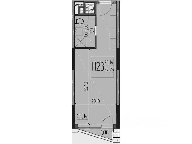 1-к кв. московская область, одинцово ул. чистяковой, 8с2 (24.0 м) - Фото 0