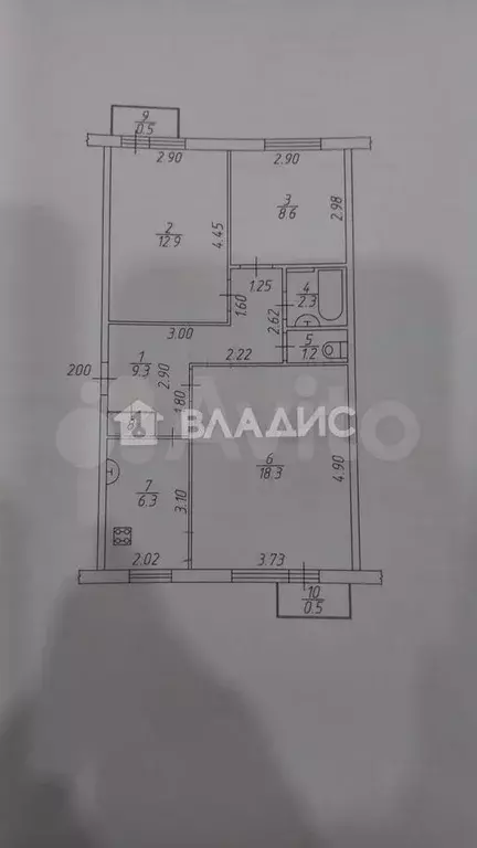 3-к. квартира, 59,5 м, 4/5 эт. - Фото 0