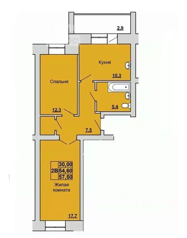 2-к кв. Хакасия, Абакан ул. Генерала Тихонова, 6к2 (57.5 м) - Фото 1