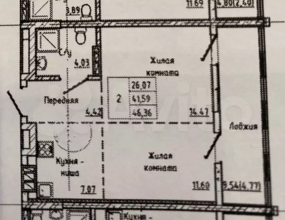 2-к. квартира, 46,4 м, 18/25 эт. - Фото 0