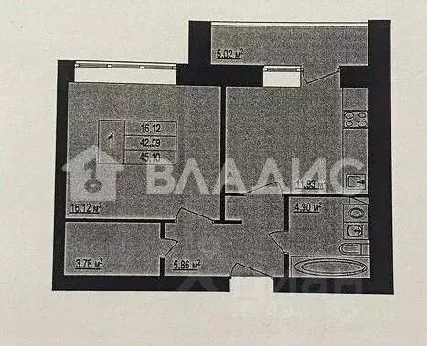 1-к кв. Владимирская область, Владимир ул. Родионовка, 14к1 (42.8 м) - Фото 2
