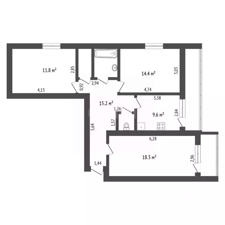 3-к кв. Амурская область, Благовещенск пос. Астрахановка, пер. ... - Фото 1